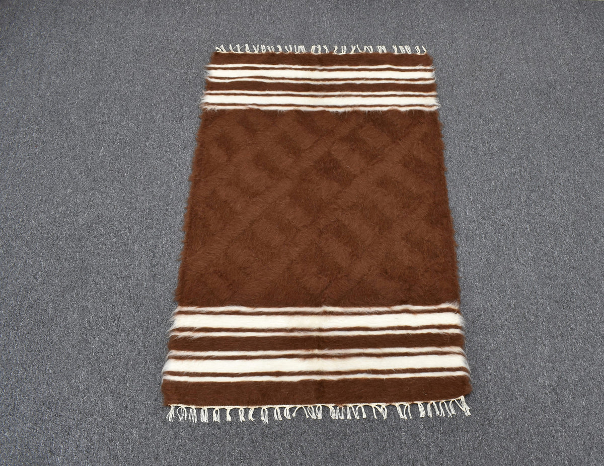 Yeni El Dokuma Yün Tiftik Siirt Battaniyesi Kilim 7612