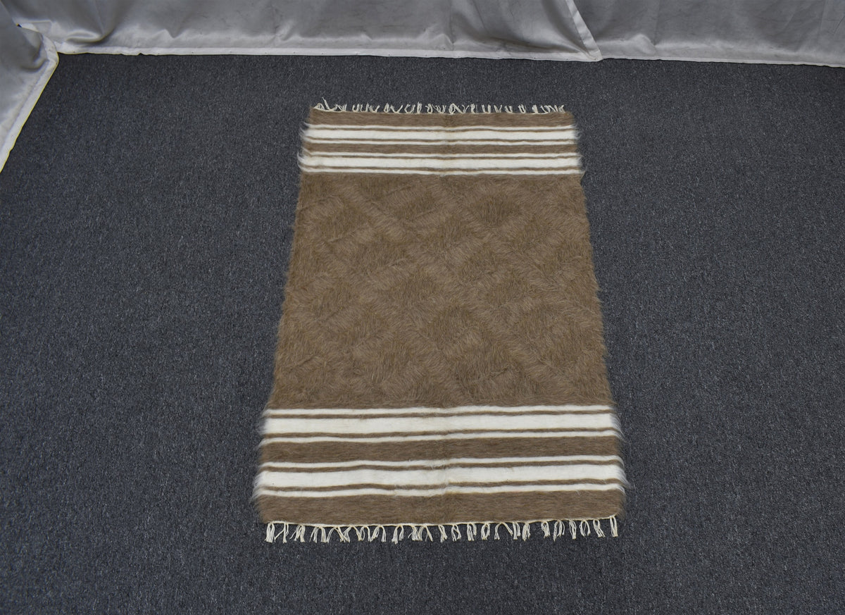 Yeni El Dokuma Yün Tiftik Siirt Battaniyesi Kilim 7618