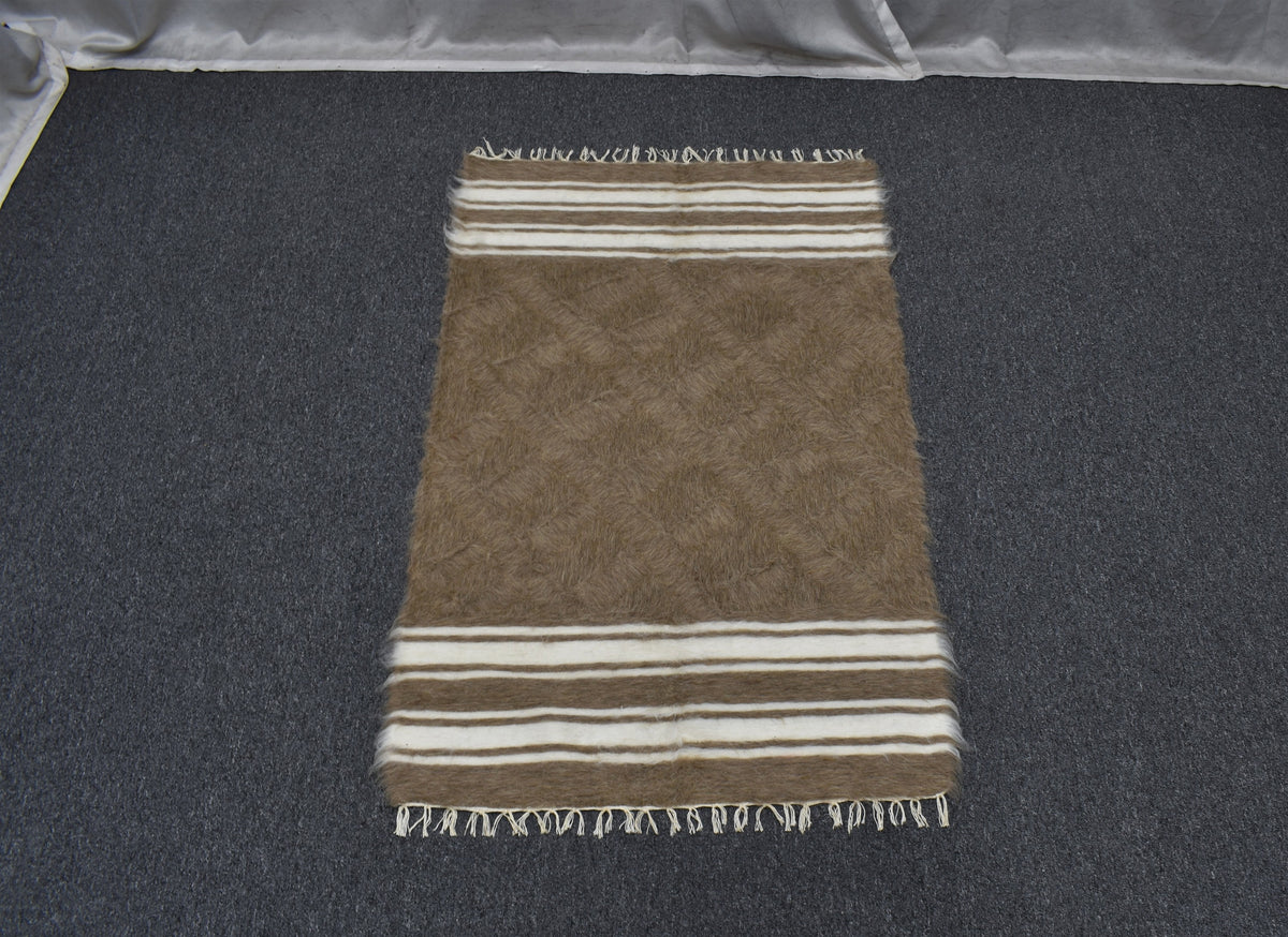 Yeni El Dokuma Yün Tiftik Siirt Battaniyesi Kilim 7618