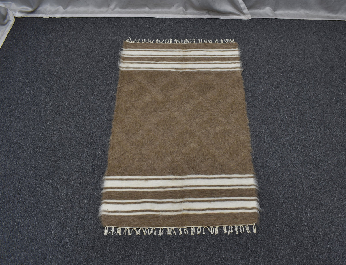 Yeni El Dokuma Yün Tiftik Siirt Battaniyesi Kilim 7618