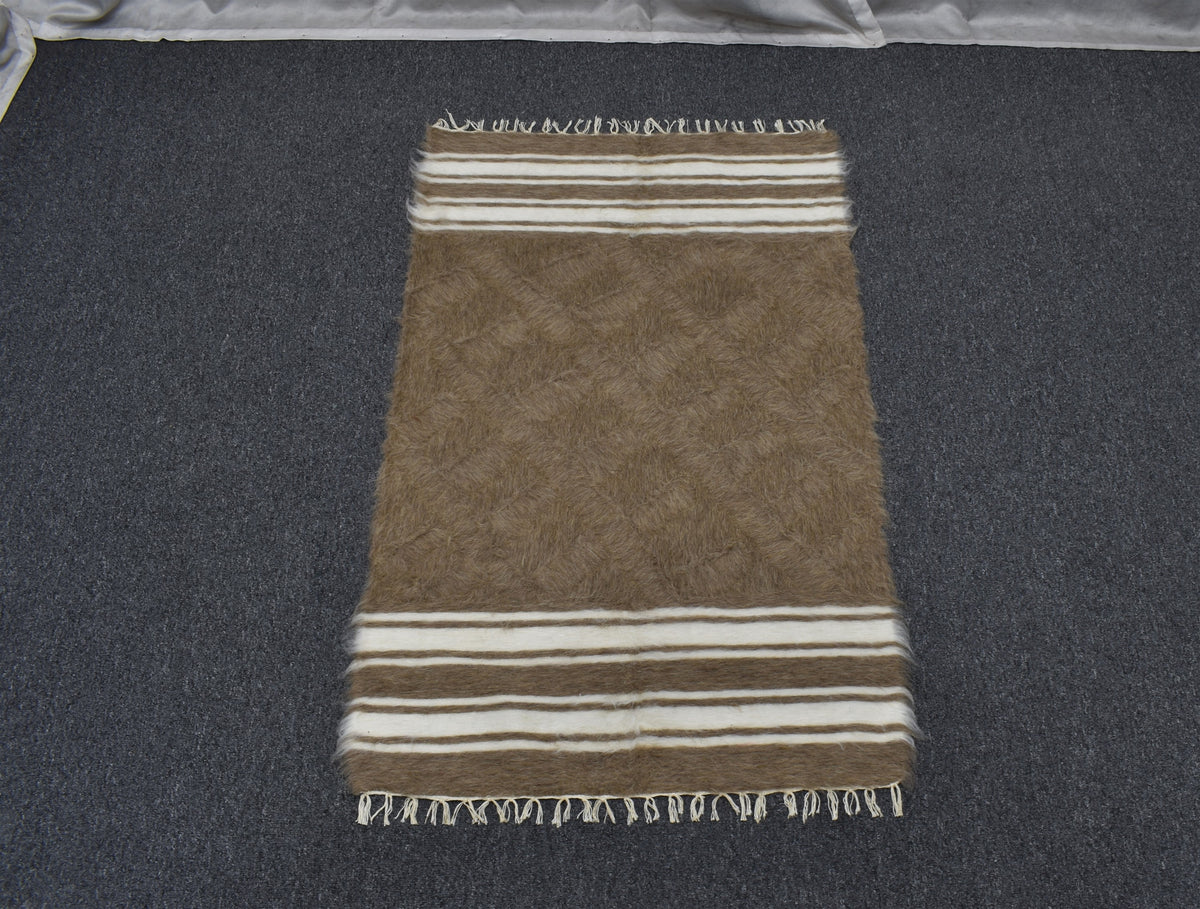 Yeni El Dokuma Yün Tiftik Siirt Battaniyesi Kilim 7618