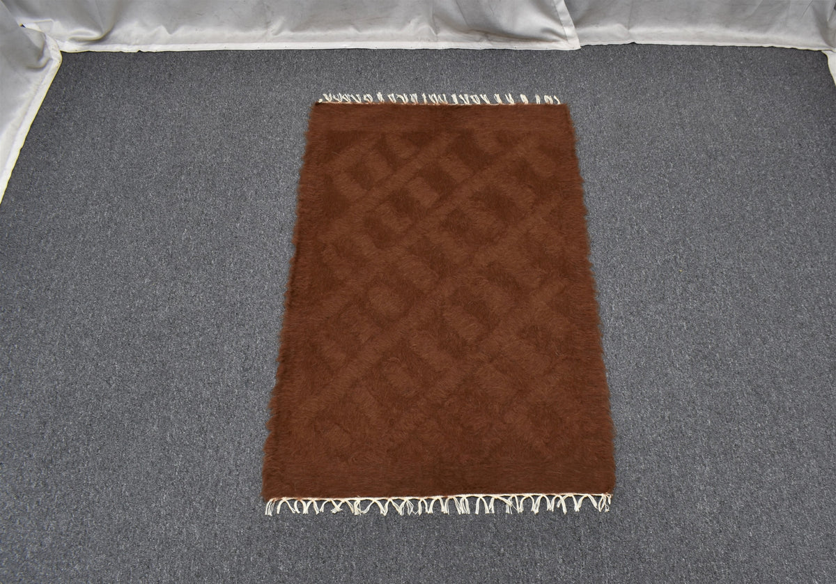 Yeni El Dokuma Tek Renk Yün Tiftik Siirt Battaniyesi Kilim 7619