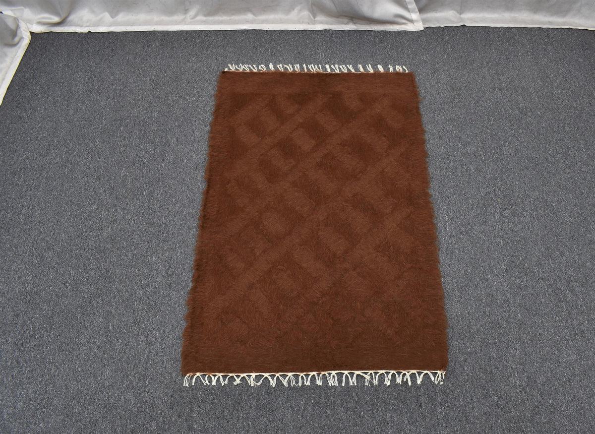 Yeni El Dokuma Tek Renk Yün Tiftik Siirt Battaniyesi Kilim 7619