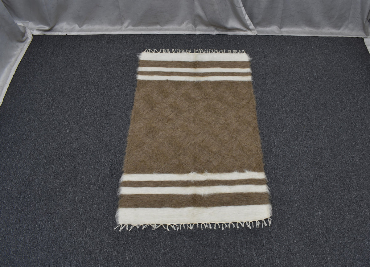 Yeni El Dokuma Tiftik Nadir Yün Siirt Battaniyesi Kilim 7620