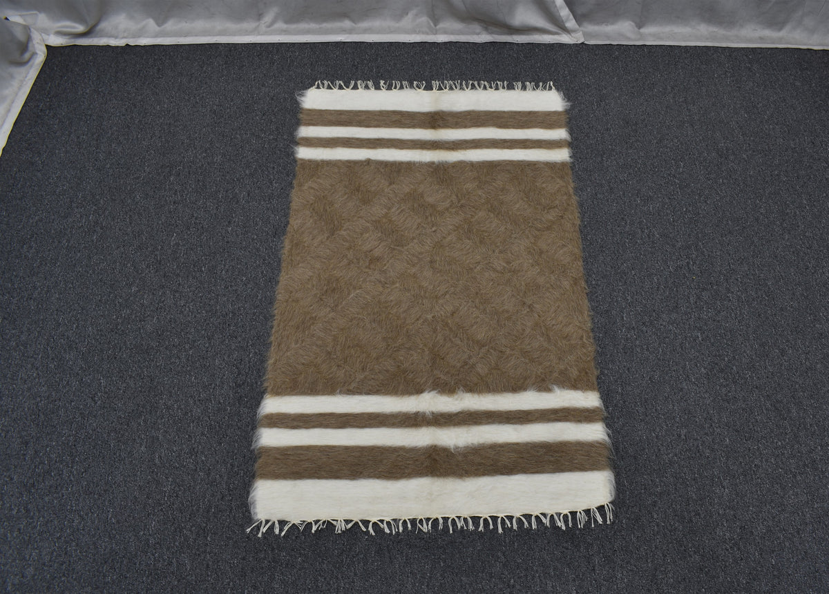 Yeni El Dokuma Tiftik Nadir Yün Siirt Battaniyesi Kilim 7620