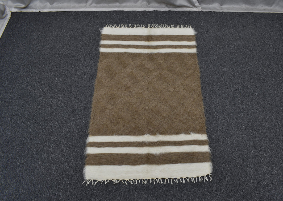Yeni El Dokuma Tiftik Nadir Yün Siirt Battaniyesi Kilim 7620