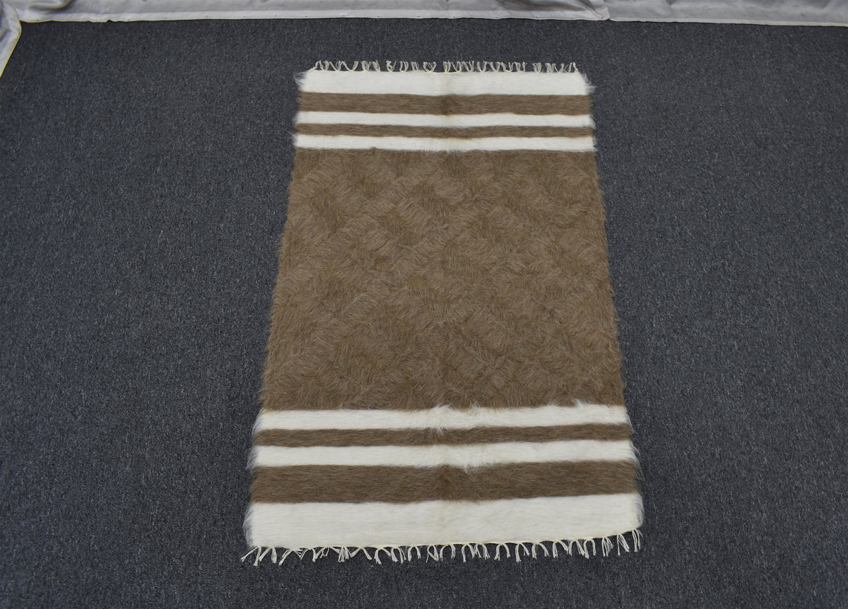 Yeni El Dokuma Tiftik Nadir Yün Siirt Battaniyesi Kilim 7620