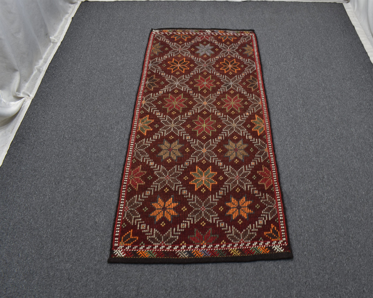 El Dokuması Otantik Çiçekli Karapınar Yün Yörük Cecim Kilim 7642