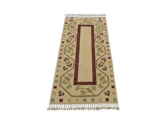 Yeni El Dokuma Modern Çiçekli Milas Muğla Mini Yolluk Yün Halı 7652