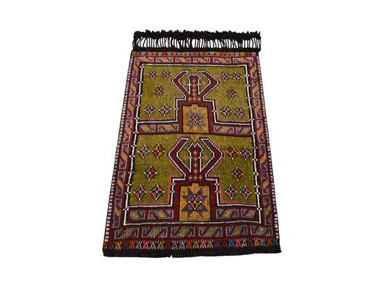 El Dokuması Mihraplı Dekoratif Karapınar Yörük Yün Cecim Kilim 7659