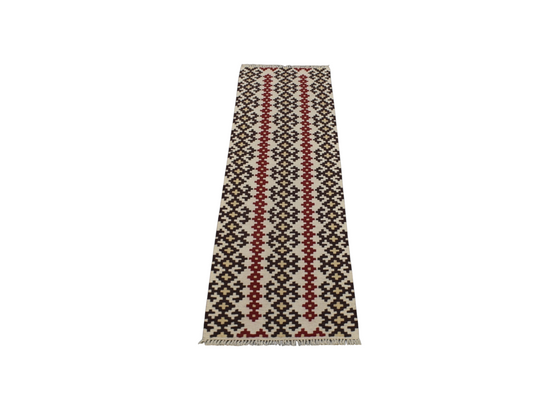 Yeni El Dokuma Modern İnce Balıkesir Yörük Mini Yolluk Yün Kilim 7720