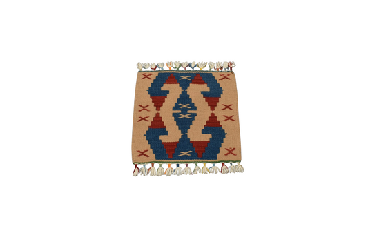 Yeni El Dokuma Köşe Kare Sandalye Minderi Pınarbaşı Kayseri Yün Kilim 7729