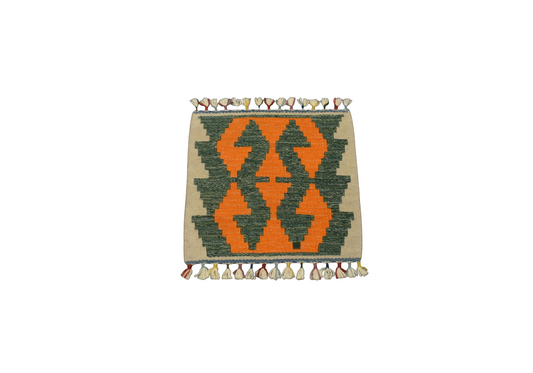 Yeni El Dokuma Köşe Kare Sandalye Minderi Pınarbaşı Kayseri Yün Kilim 7741