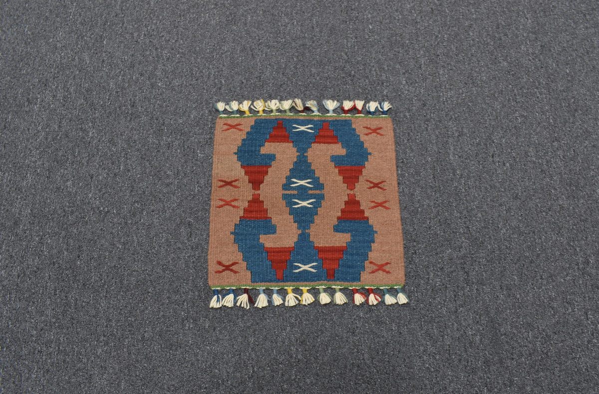 Yeni El Dokuma Köşe Kare Sandalye Minderi Pınarbaşı Kayseri Yün Kilim 7743