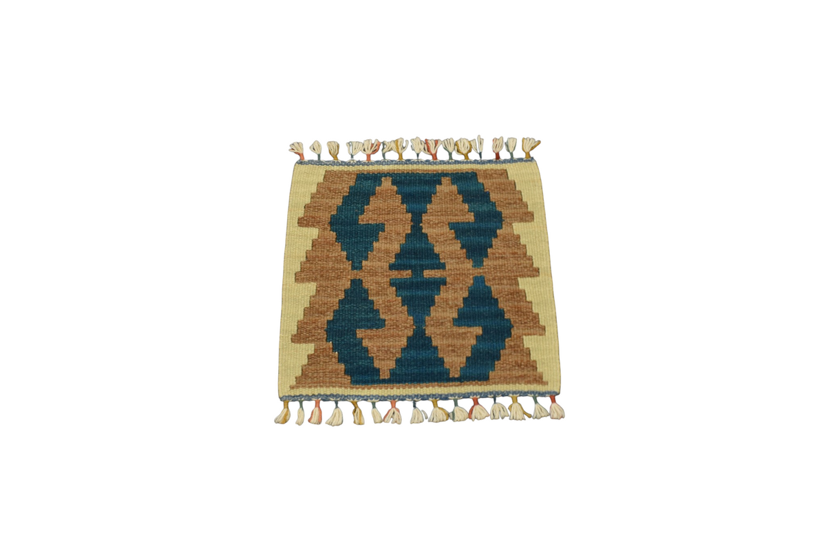 Yeni El Dokuma Köşe Kare Sandalye Minderi Pınarbaşı Kayseri Yün Kilim 7745