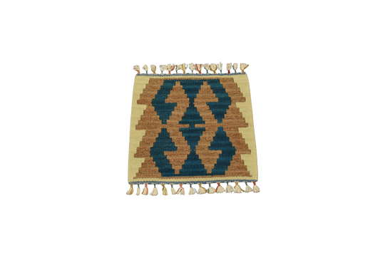 Yeni El Dokuma Köşe Kare Sandalye Minderi Pınarbaşı Kayseri Yün Kilim 7745