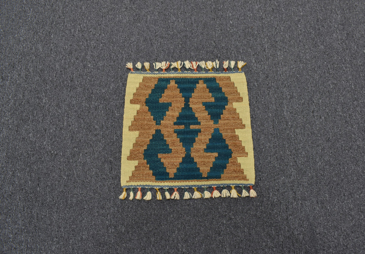 Yeni El Dokuma Köşe Kare Sandalye Minderi Pınarbaşı Kayseri Yün Kilim 7745