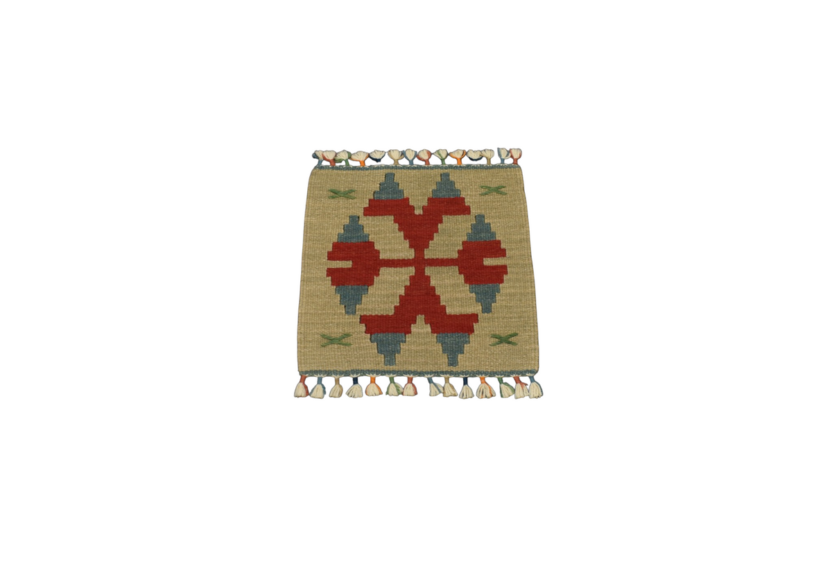 Yeni El Dokuma Köşe Kare Sandalye Minderi Pınarbaşı Kayseri Yün Kilim 7748