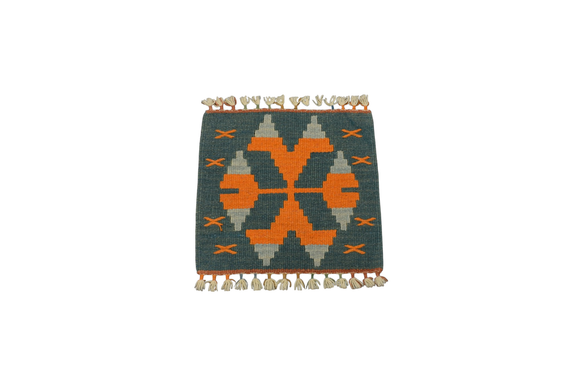 Yeni El Dokuma Köşe Kare Sandalye Minderi Pınarbaşı Kayseri Yün Kilim 7751