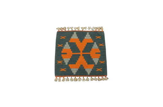 Yeni El Dokuma Köşe Kare Sandalye Minderi Pınarbaşı Kayseri Yün Kilim 7751