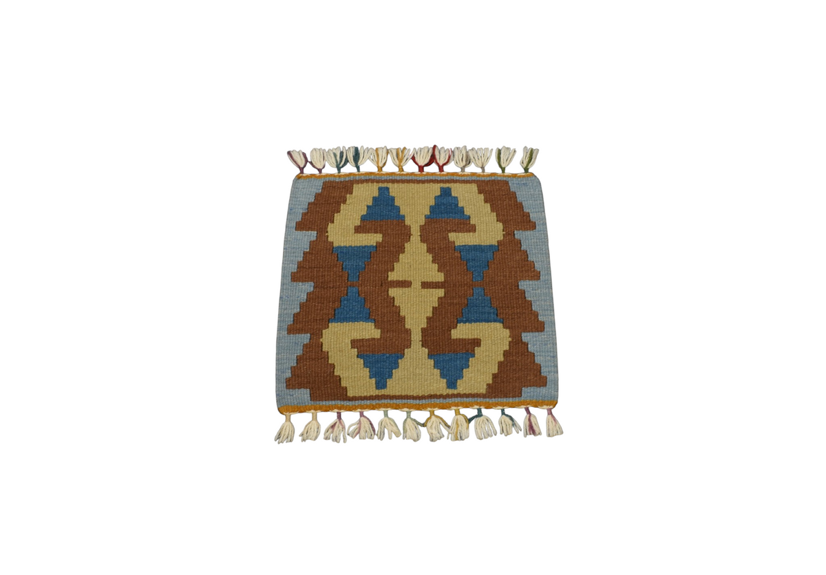 Yeni El Dokuma Köşe Kare Sandalye Minderi Pınarbaşı Kayseri Yün Kilim 7754