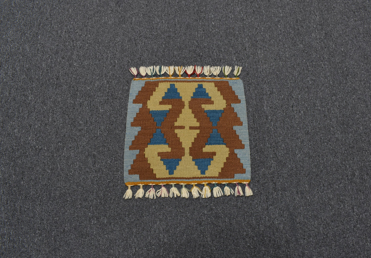 Yeni El Dokuma Köşe Kare Sandalye Minderi Pınarbaşı Kayseri Yün Kilim 7754