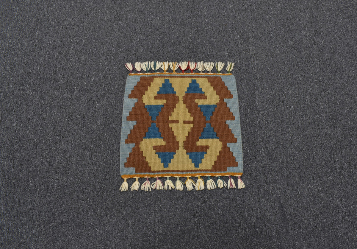 Yeni El Dokuma Köşe Kare Sandalye Minderi Pınarbaşı Kayseri Yün Kilim 7754