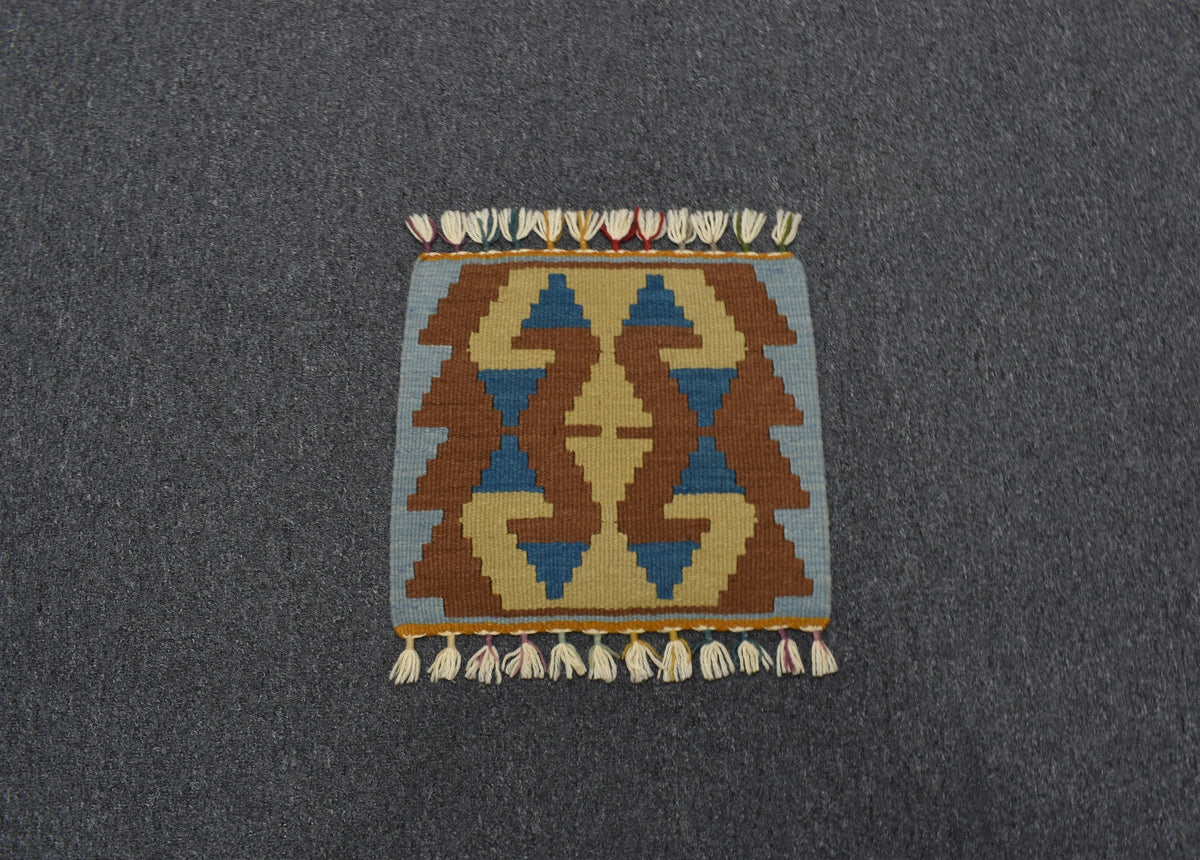 Yeni El Dokuma Köşe Kare Sandalye Minderi Pınarbaşı Kayseri Yün Kilim 7754