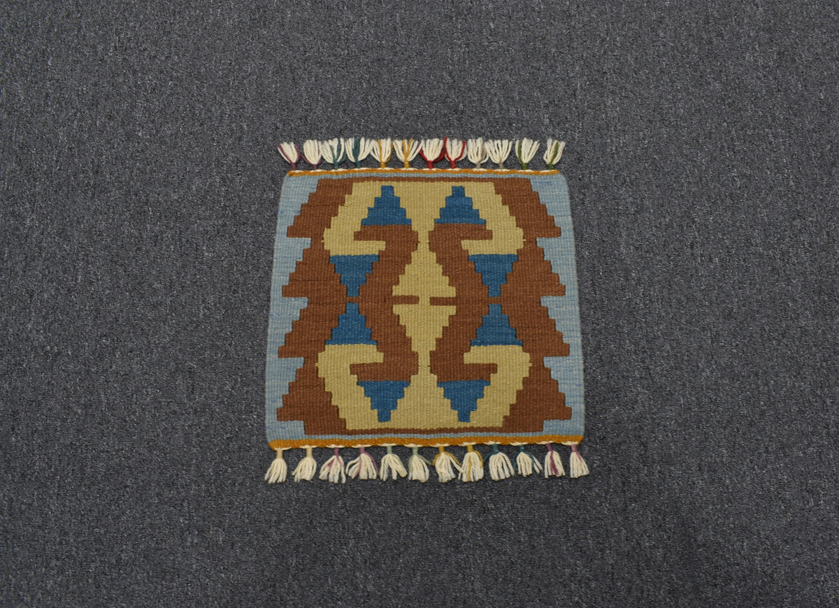 Yeni El Dokuma Köşe Kare Sandalye Minderi Pınarbaşı Kayseri Yün Kilim 7754