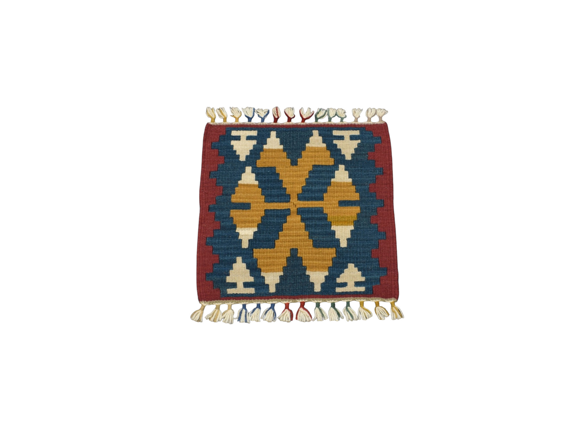 Yeni El Dokuma Köşe Kare Sandalye Minderi Pınarbaşı Kayseri Yün Kilim 7757