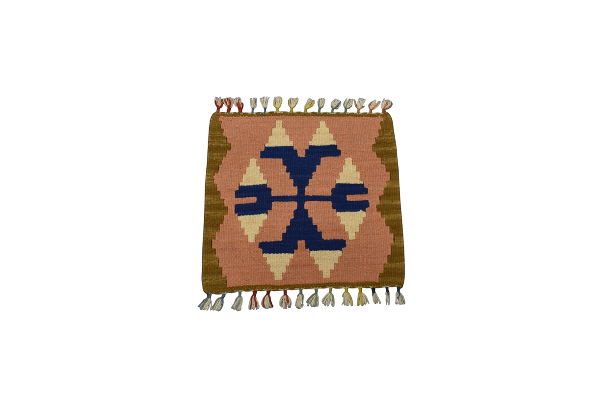 Yeni El Dokuma Köşe Kare Sandalye Minderi Pınarbaşı Kayseri Yün Kilim 7763