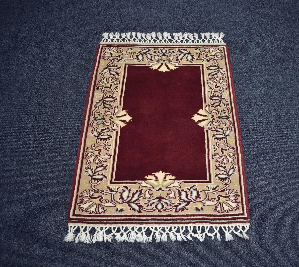 Yeni El Dokuma Modern Bordo Milas Yün Halı 7774