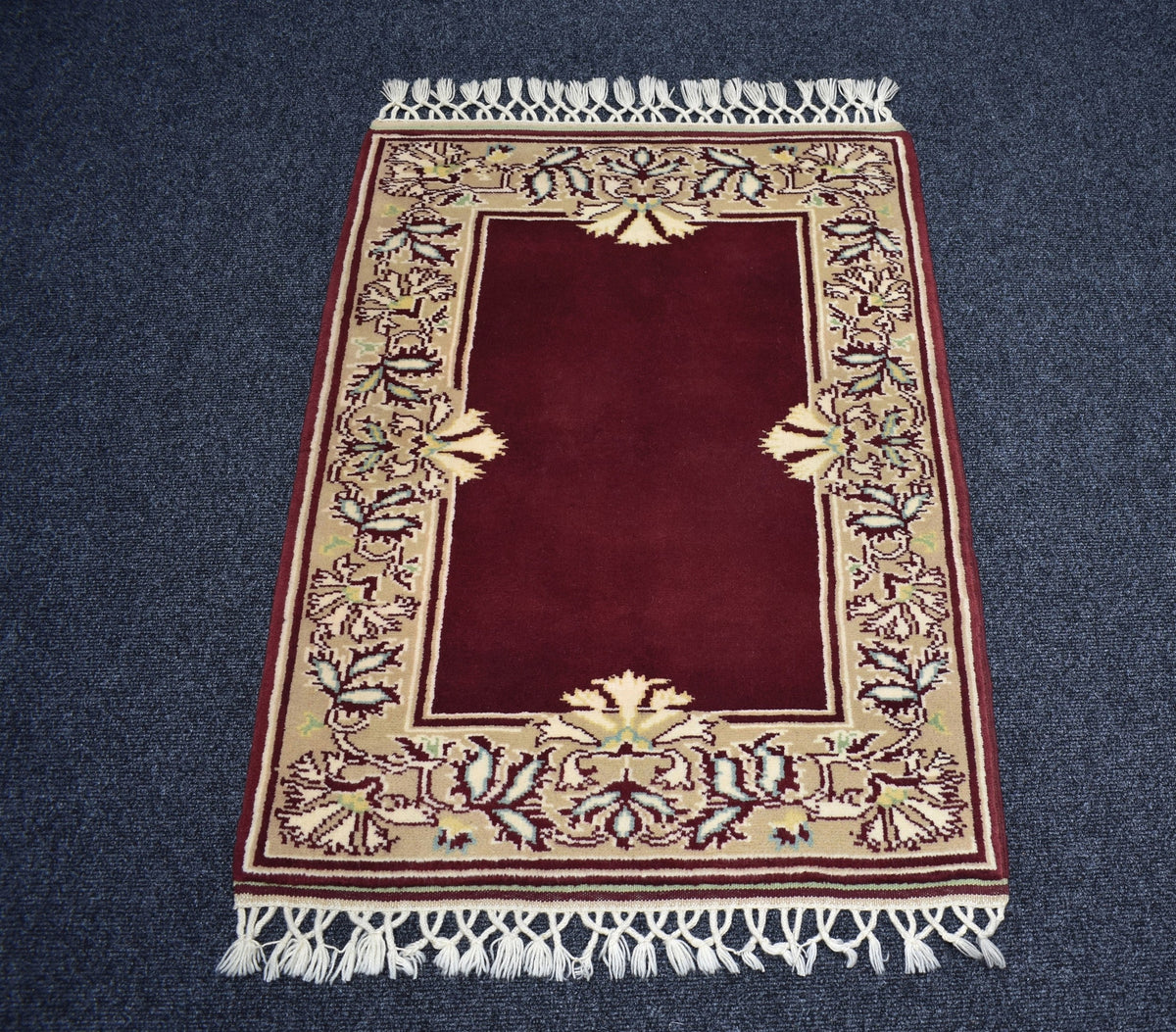 Yeni El Dokuma Modern Bordo Milas Yün Halı 7774