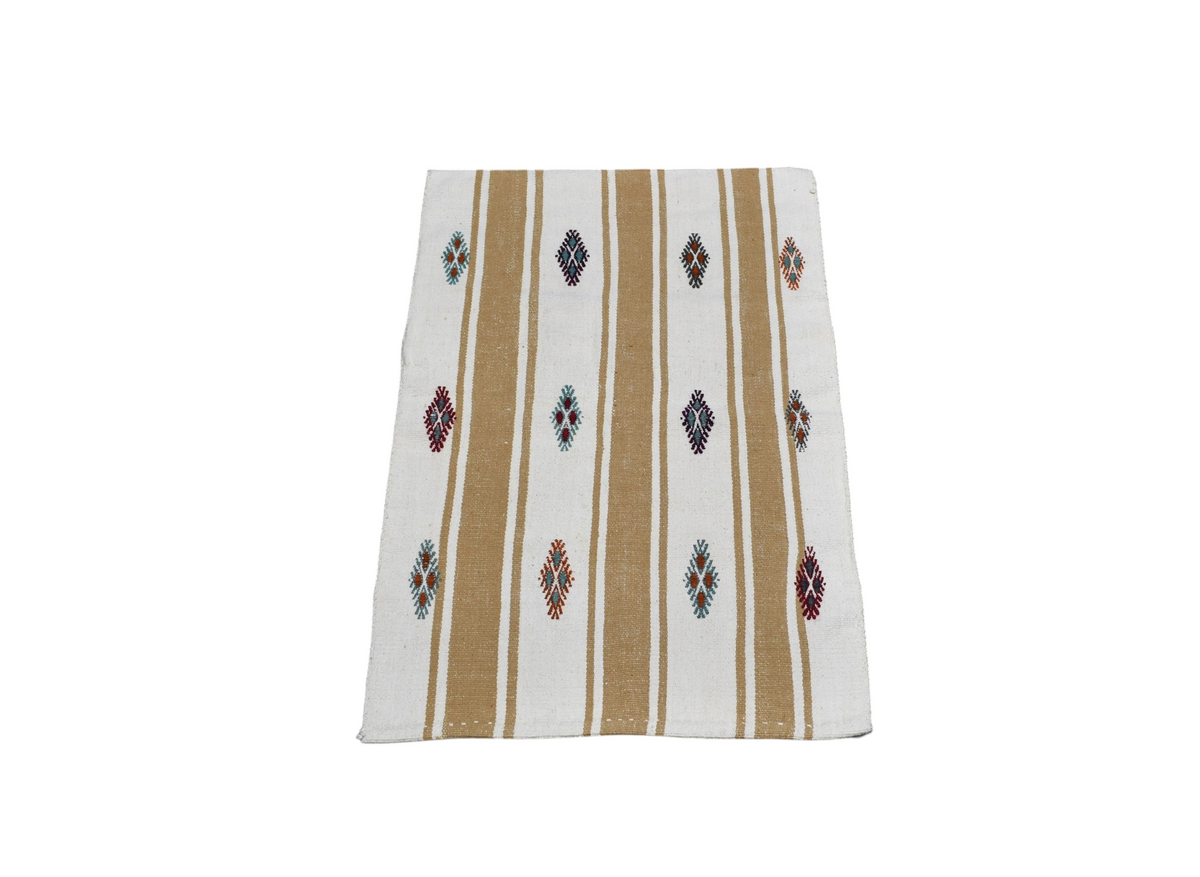 Yeni El Dokuma Ak Pamuklu Emsalsiz Yörük Çuval Kilim 7780