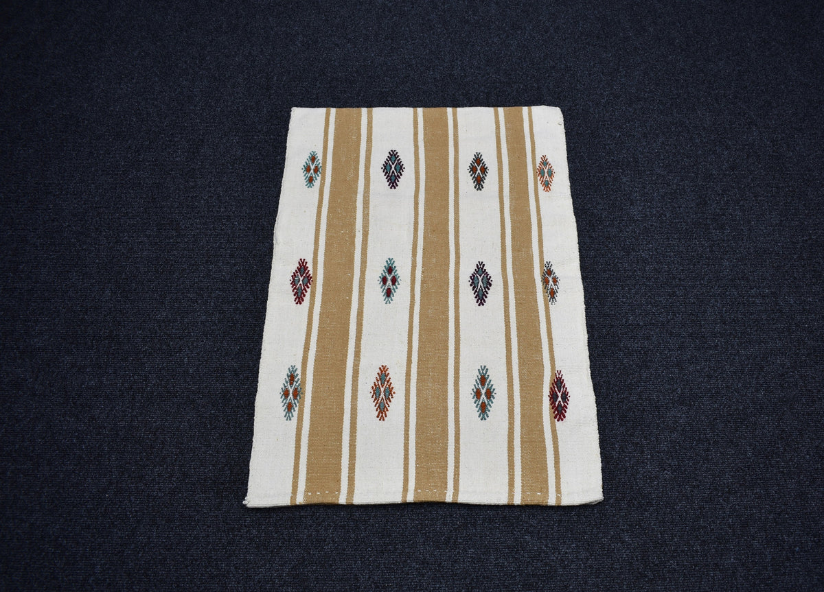 Yeni El Dokuma Ak Pamuklu Emsalsiz Yörük Çuval Kilim 7780