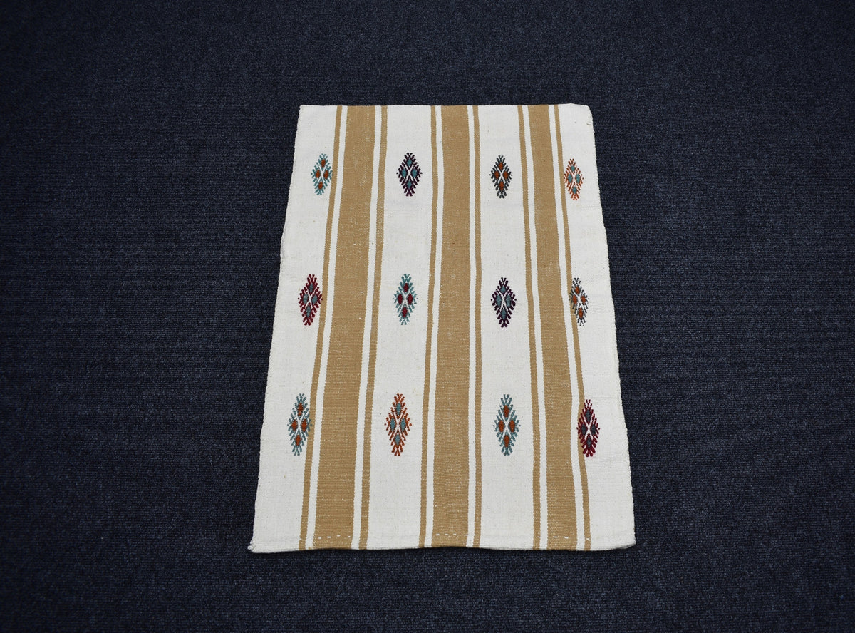 Yeni El Dokuma Ak Pamuklu Emsalsiz Yörük Çuval Kilim 7780