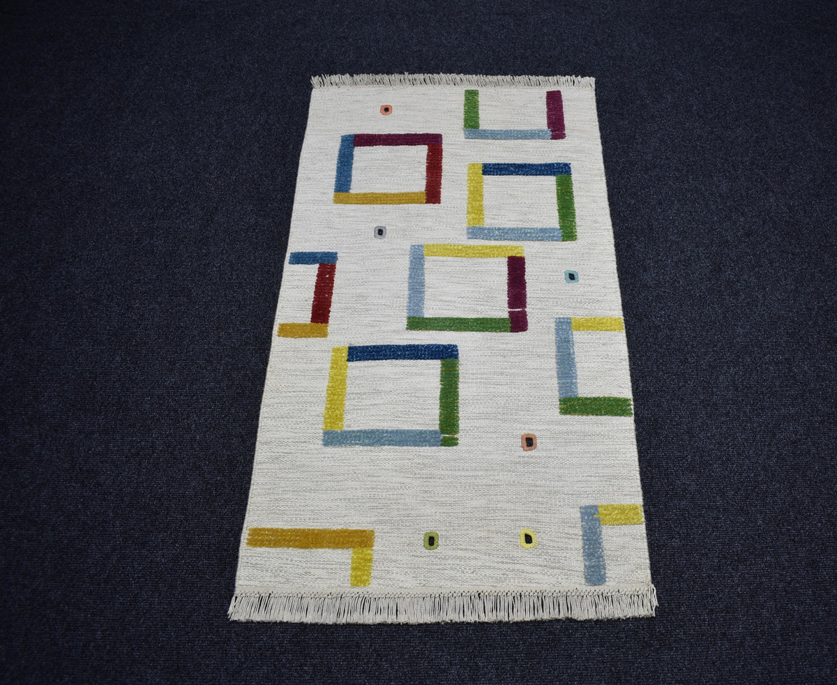 Yeni El Dokuma Emsalsiz Modern Tasarım Yün Kilim 7786