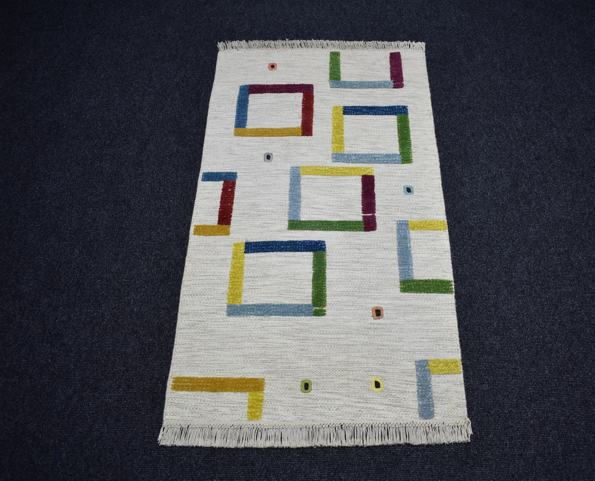 Yeni El Dokuma Emsalsiz Modern Tasarım Yün Kilim 7786