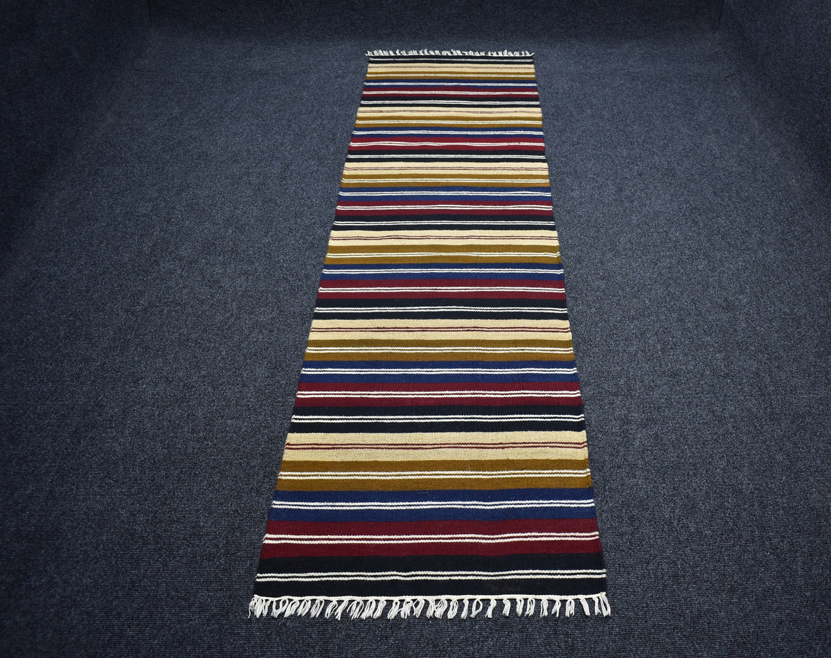 Yeni El Dokuması Rengarenk Şeritli Hatay Yolluk Yün Kilim 7806